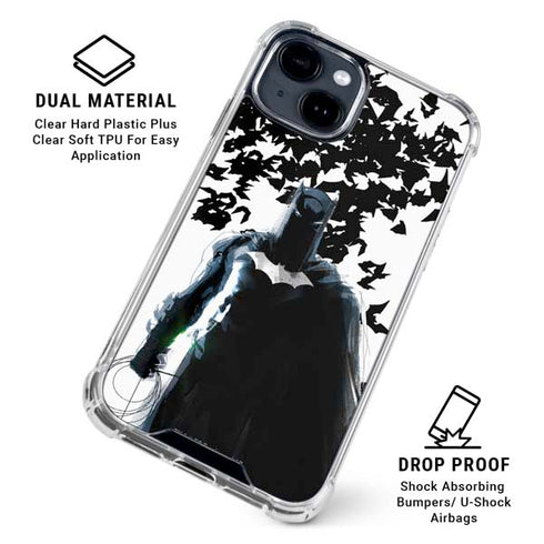 DC Comics Batman Holding batarang Art iPhone 15 Clear Case